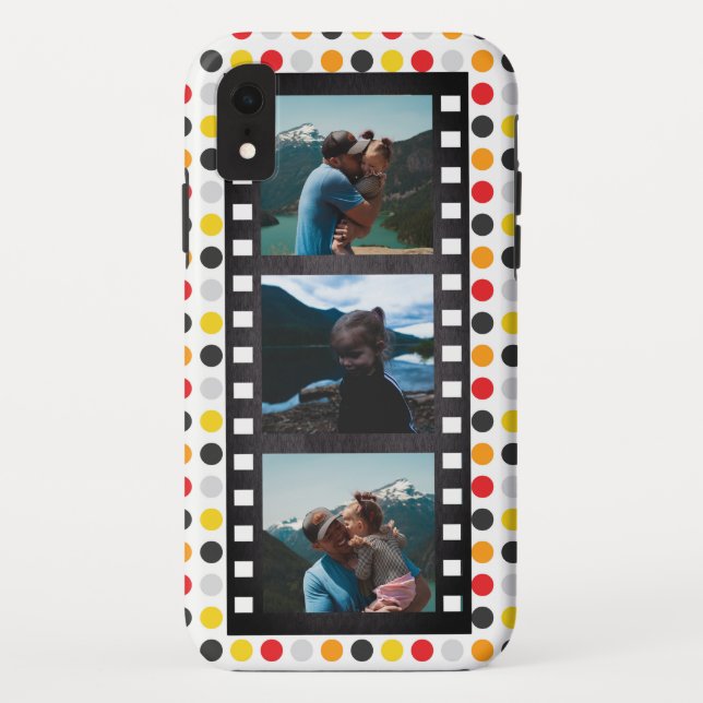 Retro Filmstrip Colorful Polka Dot Photo Collage Case-Mate iPhone Case (Back)
