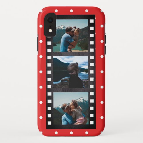 Retro Filmstrip Red Polka Dot Photo Collage iPhone XR Case