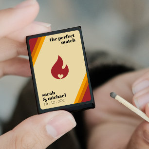 Retro Fire Heart Striped The Perfect Match Wedding