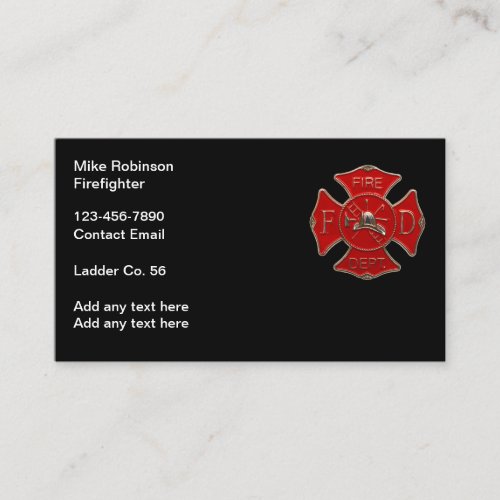 Retro Firefighter Ladder Company Business Cards
