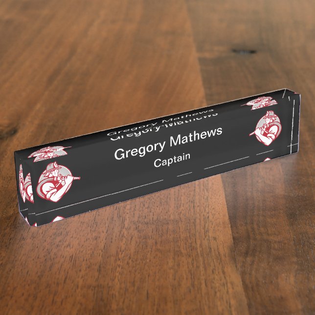 Retro Firefighter Theme Desk Name Plates (Side)