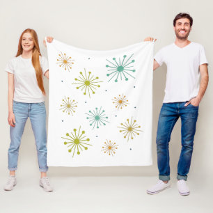 Retro Fireworks Starbursts Mid-century Fleece Blanket