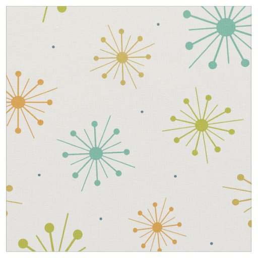 Retro Fireworks Starbursts Mid Century Pattern Fabric