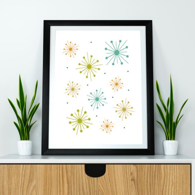 Retro Fireworks Starbursts Mid Century Poster (Creator Uploaded)