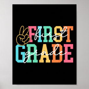Retro First Grade Preppy Back To School Teacher Gi Poster
