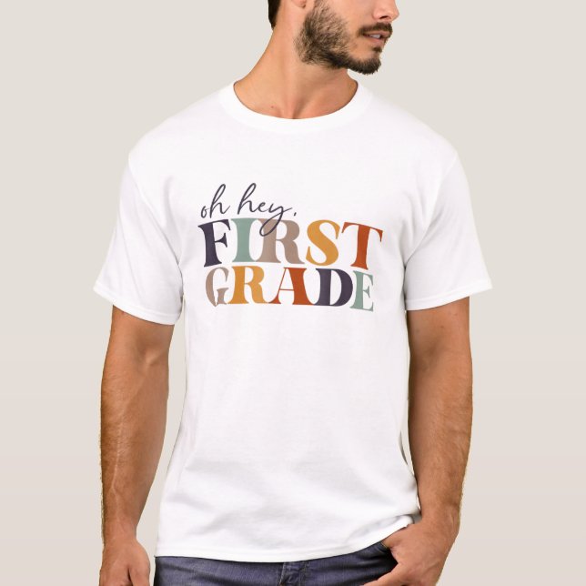 Retro First Grade Teachers Students Back To School T-Shirt (Front)