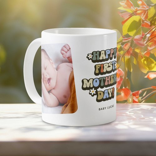 Retro First Mothers Day 2 Photo Coffee Mug