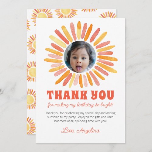 Retro First Trip around the Sun 1st Birthday Party Thank You Card