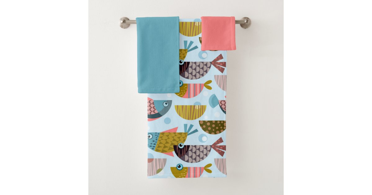 Retro Fish Bath Towel Set Zazzle