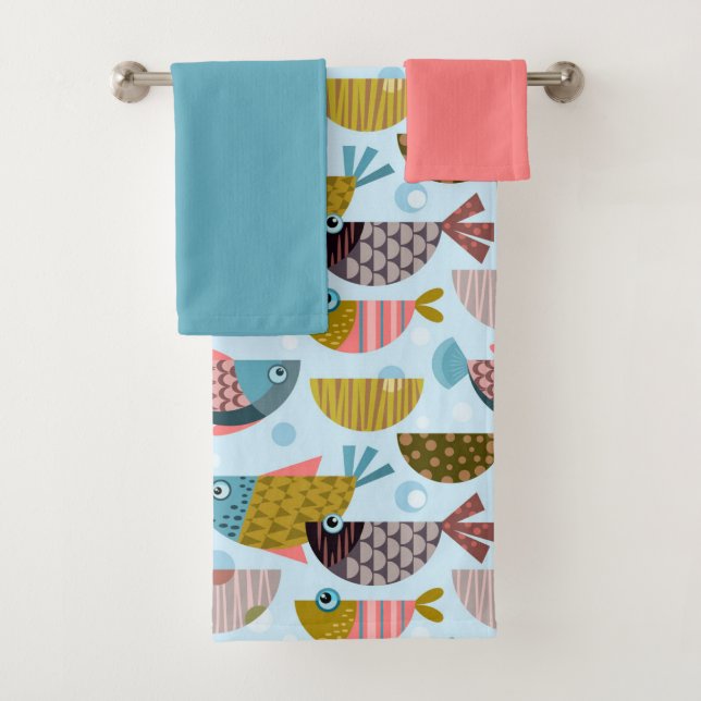 Retro Fish Bath Towel Set (Insitu)