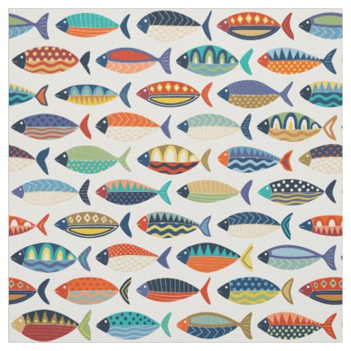retro fish fabric