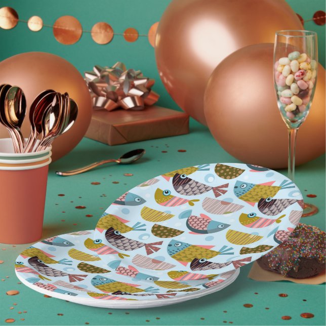 Retro Fish Paper Plates (Multi)