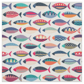 retro fish pink fabric
