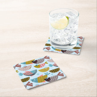 Retro Fish Square Paper Coaster