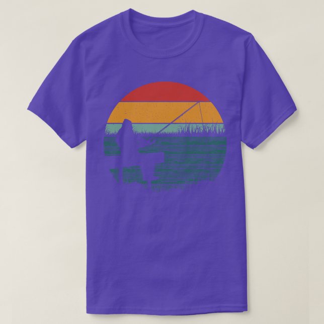 Retro Fishing Sunset T-Shirt (Design Front)