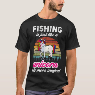 Retro Fishing  Unicorn Vintage Sunset T-Shirt