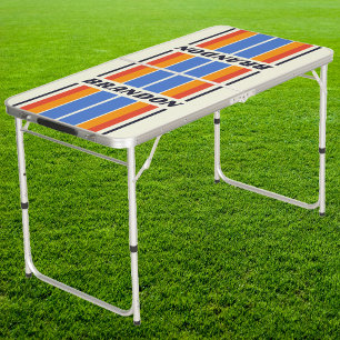Retro Five Board Stripe Name Tailgate Beer Pong Table