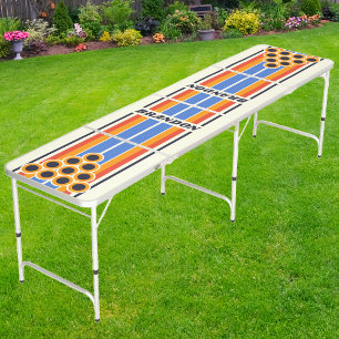 Retro Five Board Stripes with Name Beer Pong Table