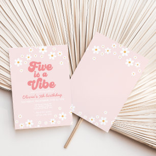 Retro Five is a Vibe daisy 5th Birthday Invitation