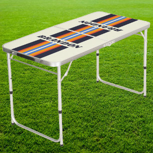 Retro Five Rally Stripe Name Tailgate Beer Pong Table