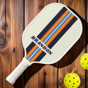 Retro Five Rally Stripes with Name Pickleball Paddle