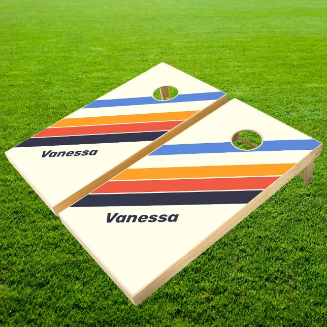 Retro five Striped Cornhole Set (Creator Uploaded)