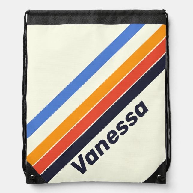 Retro Five Striped Drawstring Bag (Front)