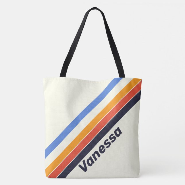 Retro Five Striped Tote Bag (Back)