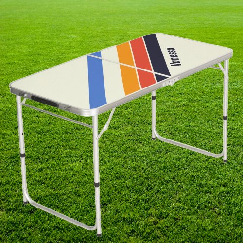 Retro five Striped with Name Beer Pong Table
