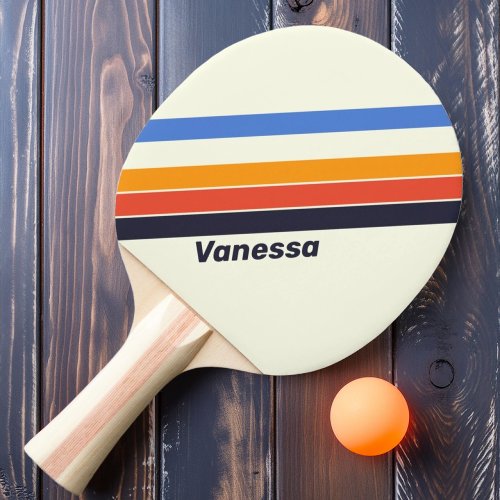 Retro five Striped with Name Ping Pong Paddle