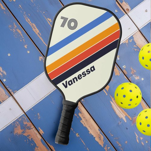 Retro five Striped with Number and Name Pickleball Paddle