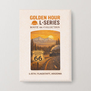 Retro Flagstaff Arizona Route 66 Landmark Art Button