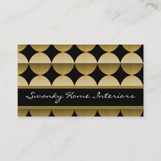 Customizable Retro Flair Business Card, Golden Beige