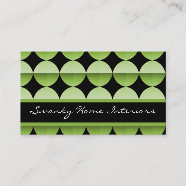 Retro Flair Business Card, Lime Green Card (Front)