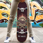 Retro Flaming Astronaut Roses Personalized Name Skateboard<br><div class="desc">Retro Flaming Astronaut Roses Personalized Name skateboard</div>