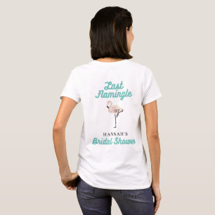 Retro Flamingo Bride's Flock Bridal Shower blue T-Shirt