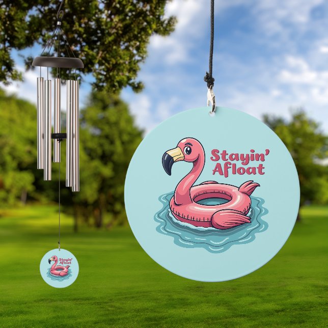 Retro Flamingo Float Funny Summer Art  Wind Chime (Outdoor)