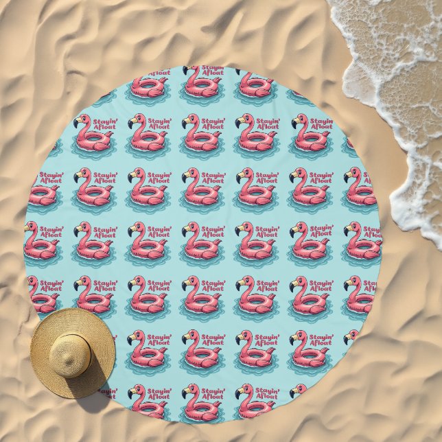 Retro Flamingo Float Funny Summer Beach Towel (Beach)