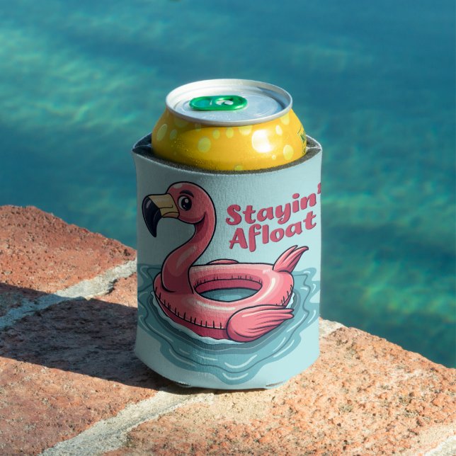 Retro Flamingo Float Funny Summer Can Cooler (In Situ Pool)