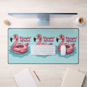 Retro Flamingo Float Funny Summer Desk Mat