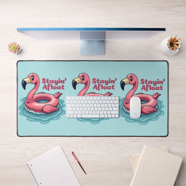 Retro Flamingo Float Funny Summer Desk Mat (Office 1)