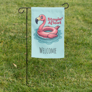 Retro Flamingo Float Funny Summer Garden Flag