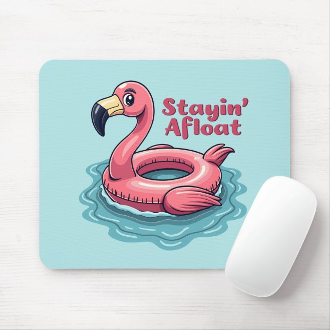 Retro Flamingo Float Funny Summer Mouse Pad (With Mouse)