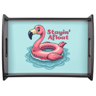Retro Flamingo Float Funny Summer Serving Tray