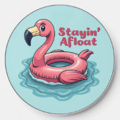 Retro Flamingo Float Funny Summer Wireless Charger (Front)