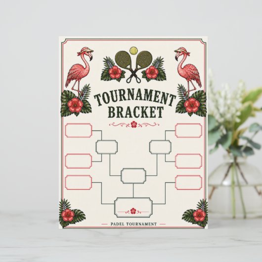 Retro Flamingo Padel Tournament Bracket (Standing Front)