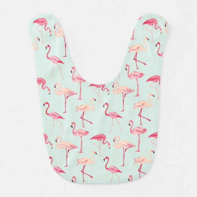 Retro Flamingo Pattern Baby Bib (Front)
