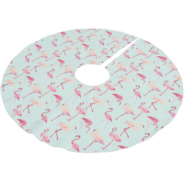 Retro Flamingo Pattern Brushed Polyester Tree Skirt (Angled)
