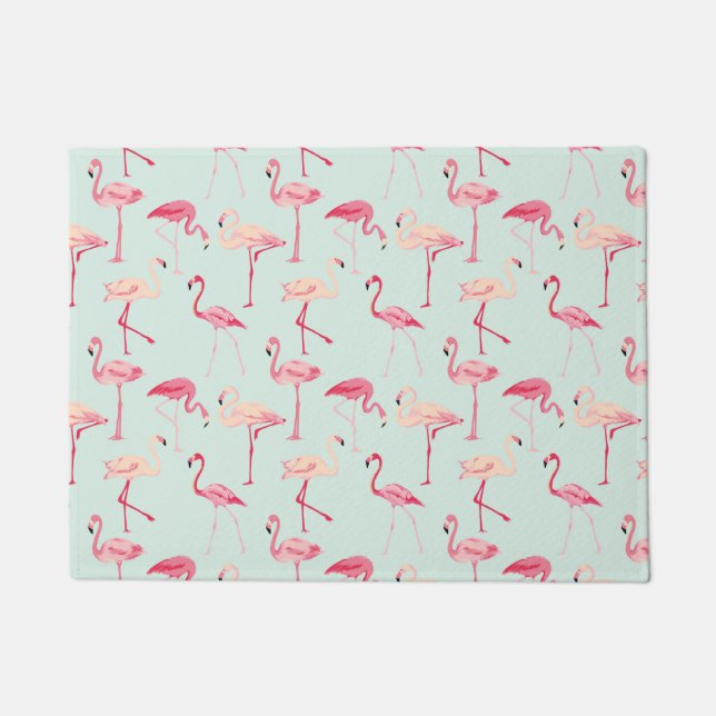 Retro Flamingo Pattern Doormat (Front)