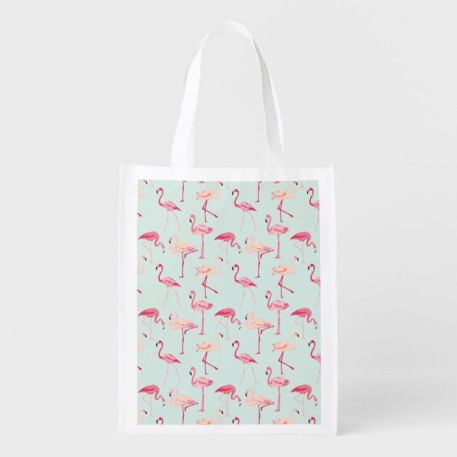 Retro Flamingo Pattern Grocery Bag (Front)